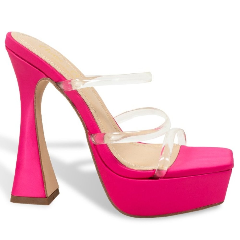 Women’s Chunky Block Platform Heeled Sandals with Clear Straps